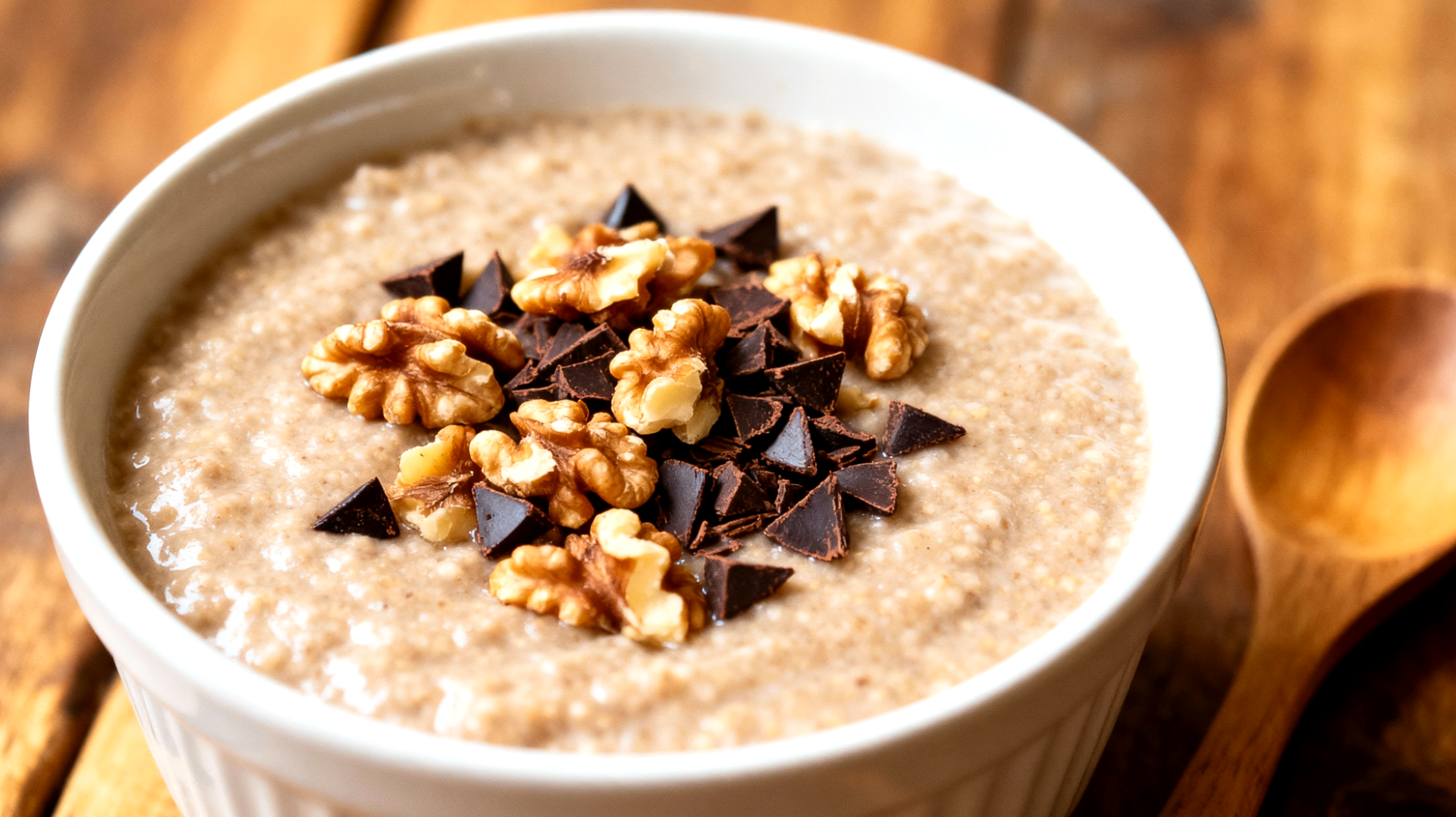 Amaranth-Porridge mit Walnüssen und Kakao-Nibs"