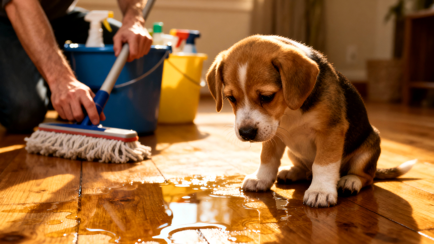 Welpen haben oft Schwierigkeiten beim Erlernen der Stubenreinheit und können aufgrund ihrer schwächeren Blasenkontrolle häufige Unfälle im Haus haben, was zu Hygieneproblemen und Stress für den Besitzer führt"